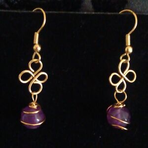 Amethyst Artisan Crafted Abstract Drop Earrings